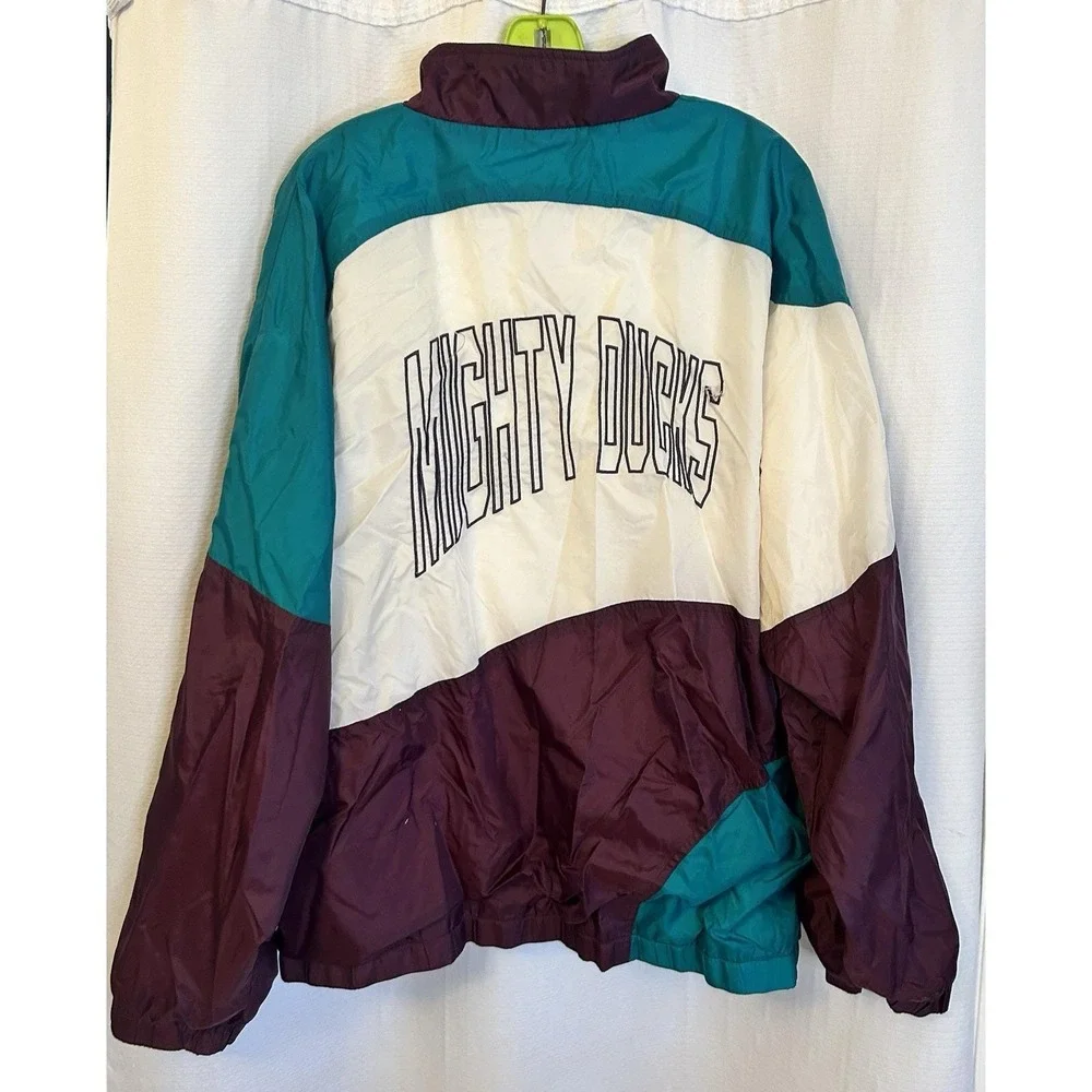 VTG ANAHEIM MIGHTY DUCKS 90s APEX ONE WAVE NHL HOCKEY JACKET ADULT SZ XL RARE